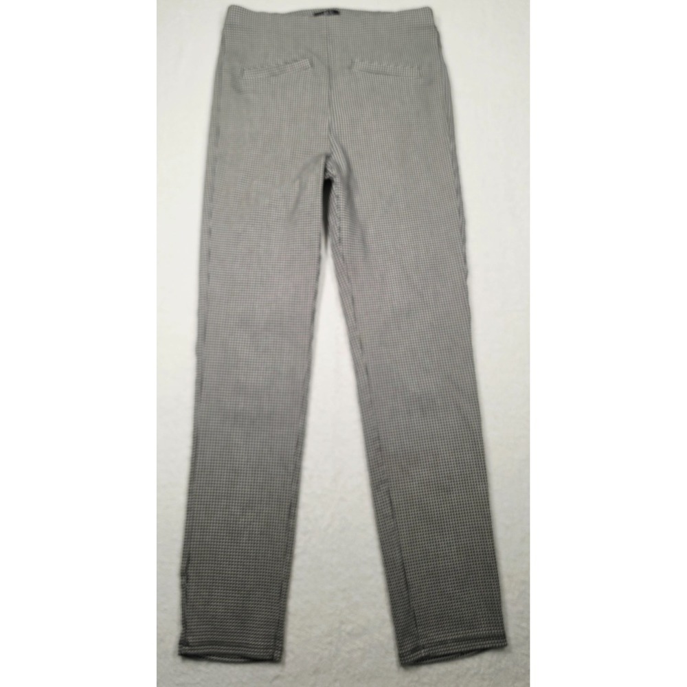 IRIS Women's Geometric Print Pants Size M Black White Stretch Career Casual